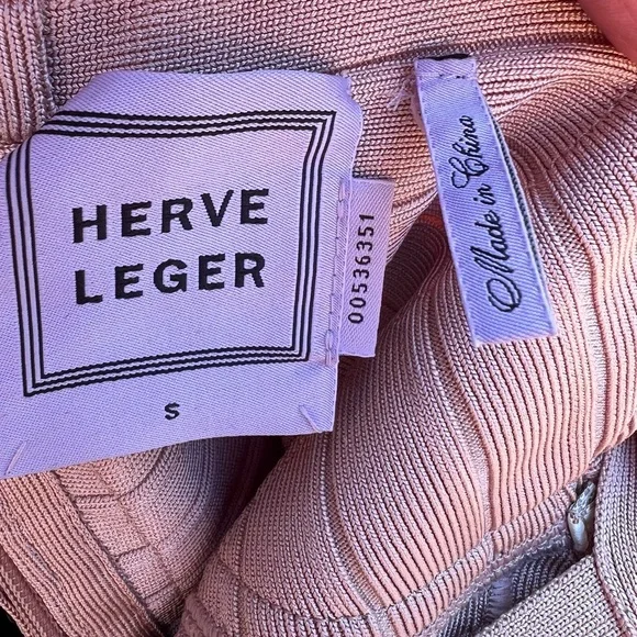 Herve leger sarai mauve baby pink bandage dress - Picture 4 of 5